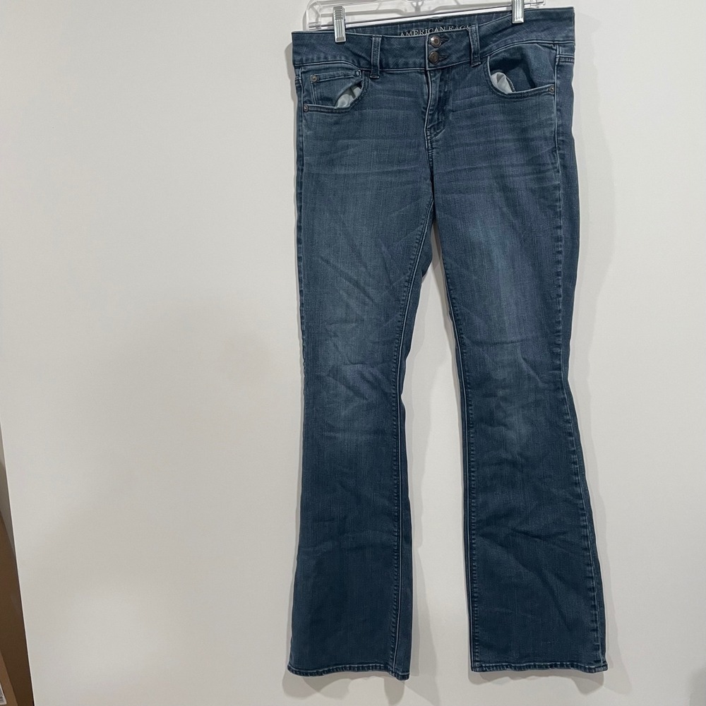 American Eagle Artist Jeans Womens 10 X-Long Medium Wash Stretch Flare 33x33